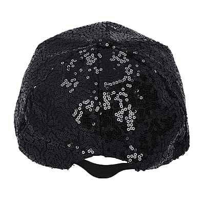 Black Color Sequin Baseball Cap | Designer Baseball Sun Cap | Outdoor Polyester Cap