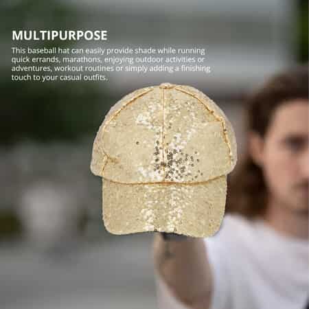 Gold Color Sequin Baseball Cap | Designer Baseball Sun Cap | Outdoor Polyester Cap image number 1