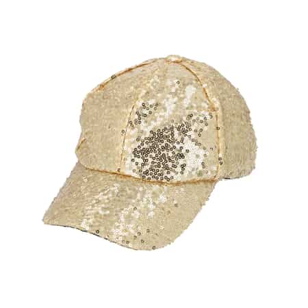 Gold Color Sequin Baseball Cap | Designer Baseball Sun Cap | Outdoor Polyester Cap image number 4