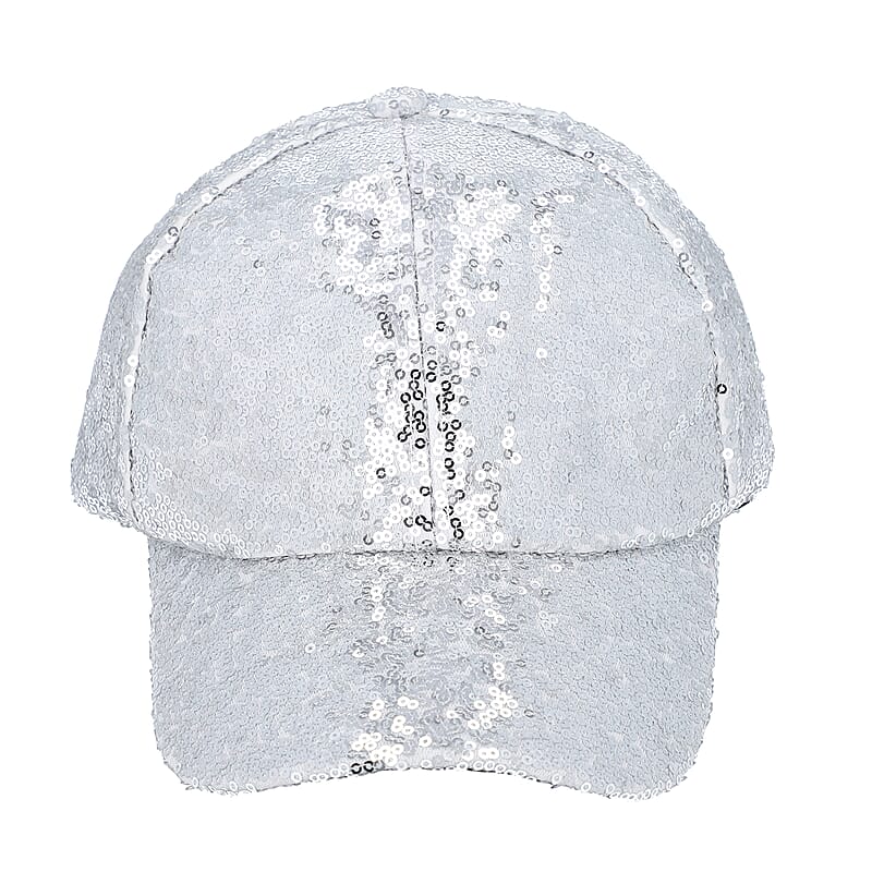 Silver Color Sequin Baseball Cap | Designer Baseball Sun Cap | Outdoor Polyester Cap