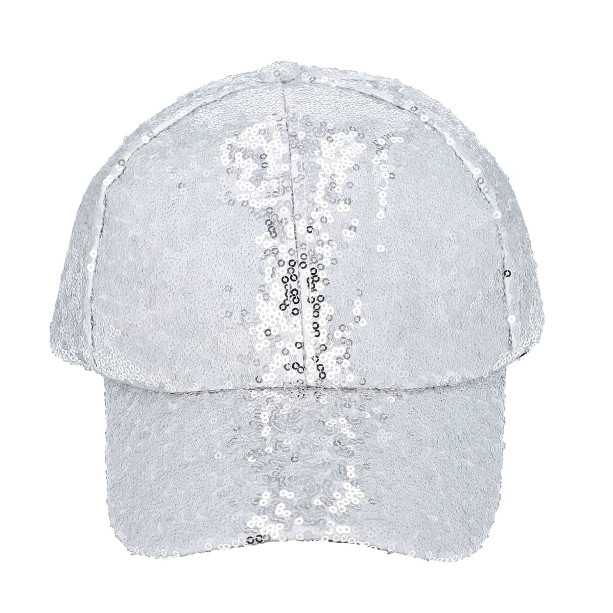 Silver Color Sequin Baseball Cap | Designer Baseball Sun Cap | Outdoor Polyester Cap image number 0