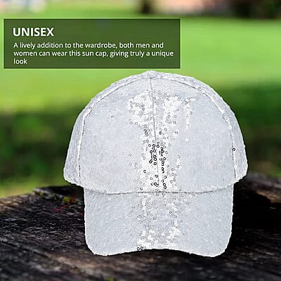 Silver Color Sequin Baseball Cap | Designer Baseball Sun Cap | Outdoor Polyester Cap