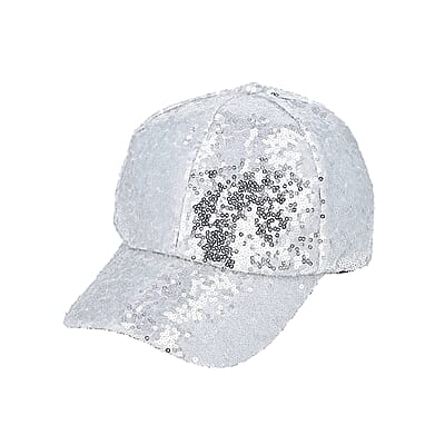 Silver Color Sequin Baseball Cap | Designer Baseball Sun Cap | Outdoor Polyester Cap