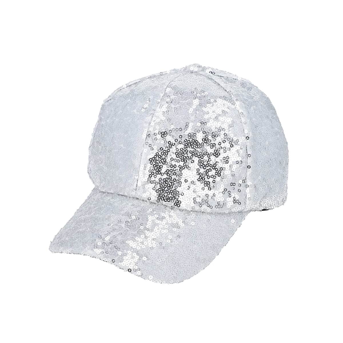 Silver Color Sequin Baseball Cap | Designer Baseball Sun Cap | Outdoor Polyester Cap image number 4