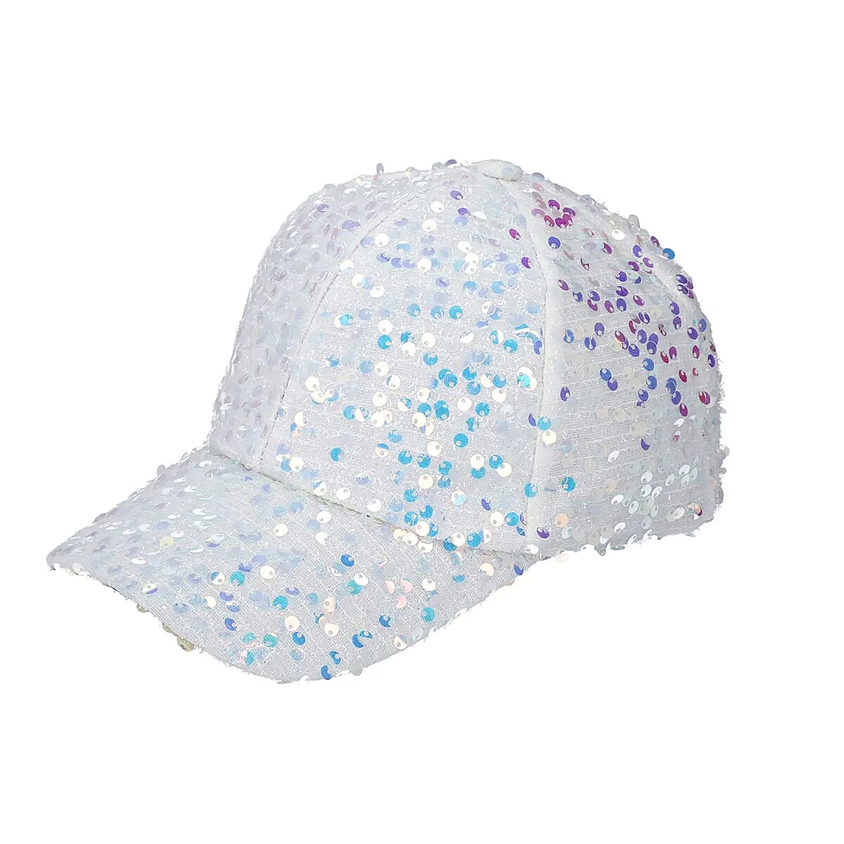 White Color Sequin Baseball Cap | Designer Baseball Sun Cap | Outdoor Polyester Cap image number 4