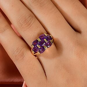 Moroccan Amethyst 2.81 ctw Cluster Ring in 14K Yellow Gold Over Sterling Silver (Size 8)