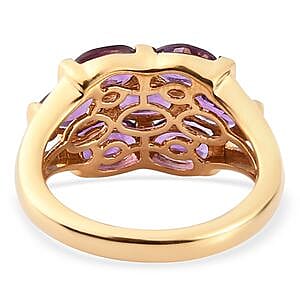 Moroccan Amethyst 2.81 ctw Cluster Ring in 14K Yellow Gold Over Sterling Silver (Size 8)