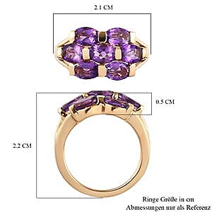 Moroccan Amethyst 2.81 ctw Cluster Ring in 14K Yellow Gold Over Sterling Silver (Size 8)