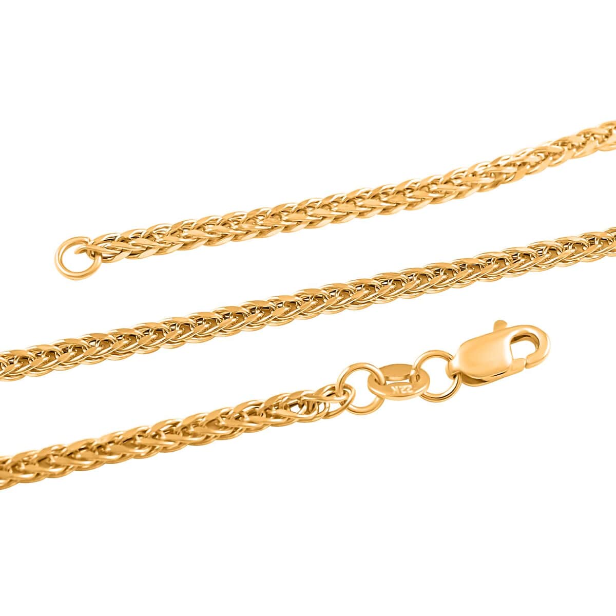 22K Yellow Gold 3.5mm Spiga Necklace 22 Inches 4.80 Grams image number 2