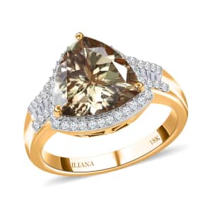 Iliana 18K Yellow Gold AAA Turkizite and G-H SI Diamond Ring (Size 9.0) 5 Grams 4.50 ctw (Delivery in 10-15 Business Days)