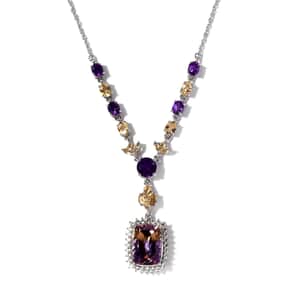 AAA Anahi Ametrine and Multi Gemstone Necklace 18 Inches in Platinum Over Sterling Silver 12.75 ctw