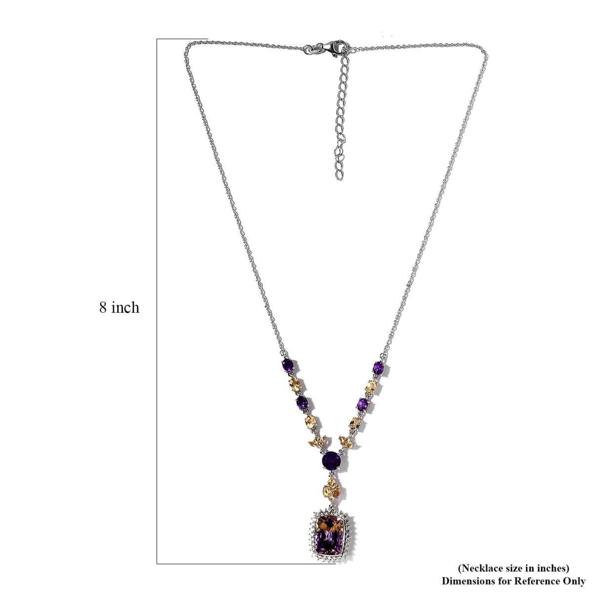 AAA Anahi Ametrine and Multi Gemstone Necklace 18 Inches in Platinum Over Sterling Silver 12.75 ctw image number 5