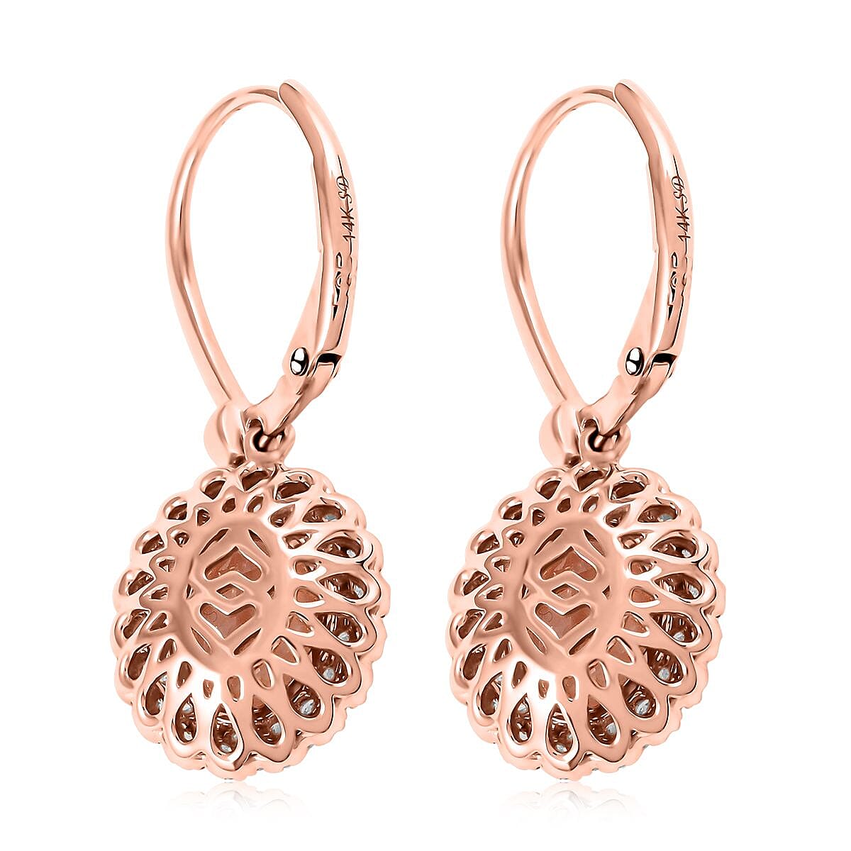 14K Rose Gold Marropino Morganite and Natural Pink Diamond Earrings 2.70 ctw image number 4
