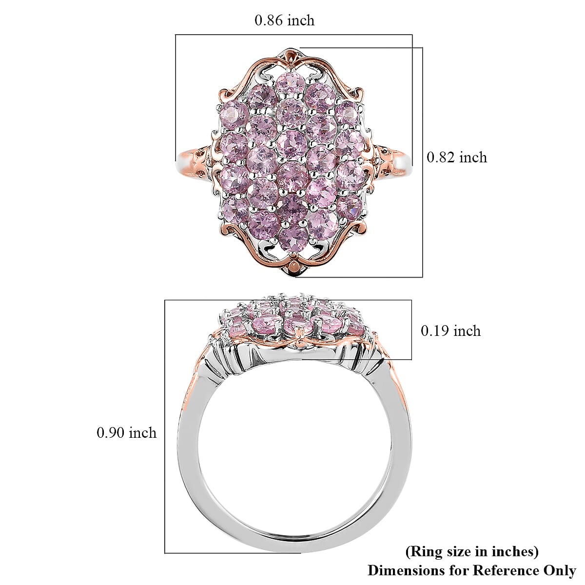 Narsipatnam Purple Spinel Ring in Vermeil Rose Gold and Platinum Over Sterling Silver (Size 7.0) 1.65 ctw image number 5