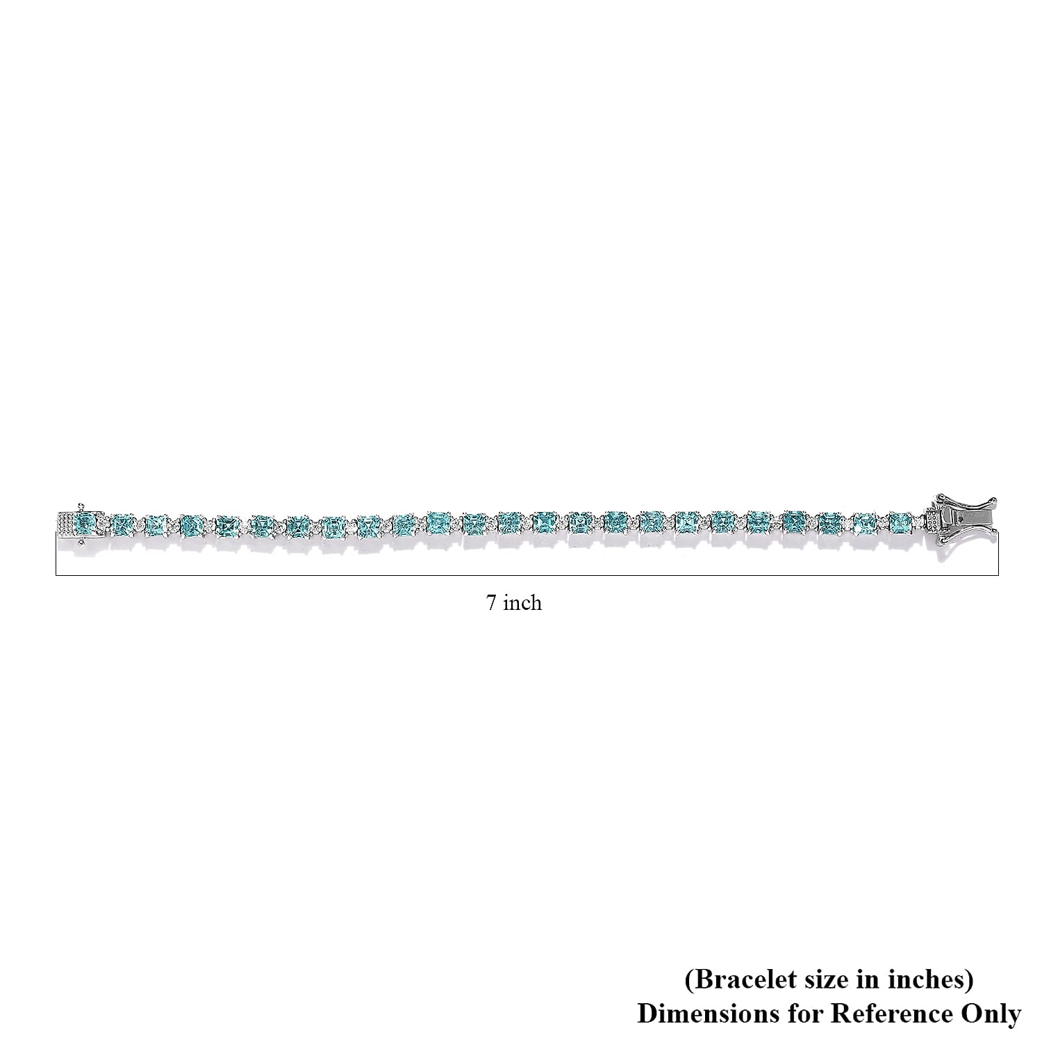 Asscher Cut Madagascar Paraiba Apatite and Moissanite Tennis Bracelet in Platinum Over Sterling Silver (6.50 In) 9.75 ctw