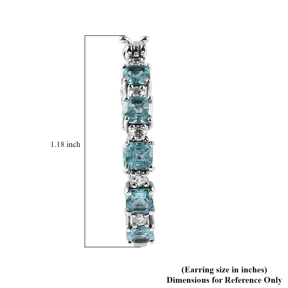 Madagascar Paraiba Apatite and Moissanite Inside Out Hoop Earrings in Platinum Over Sterling Silver 6.50 ctw image number 4