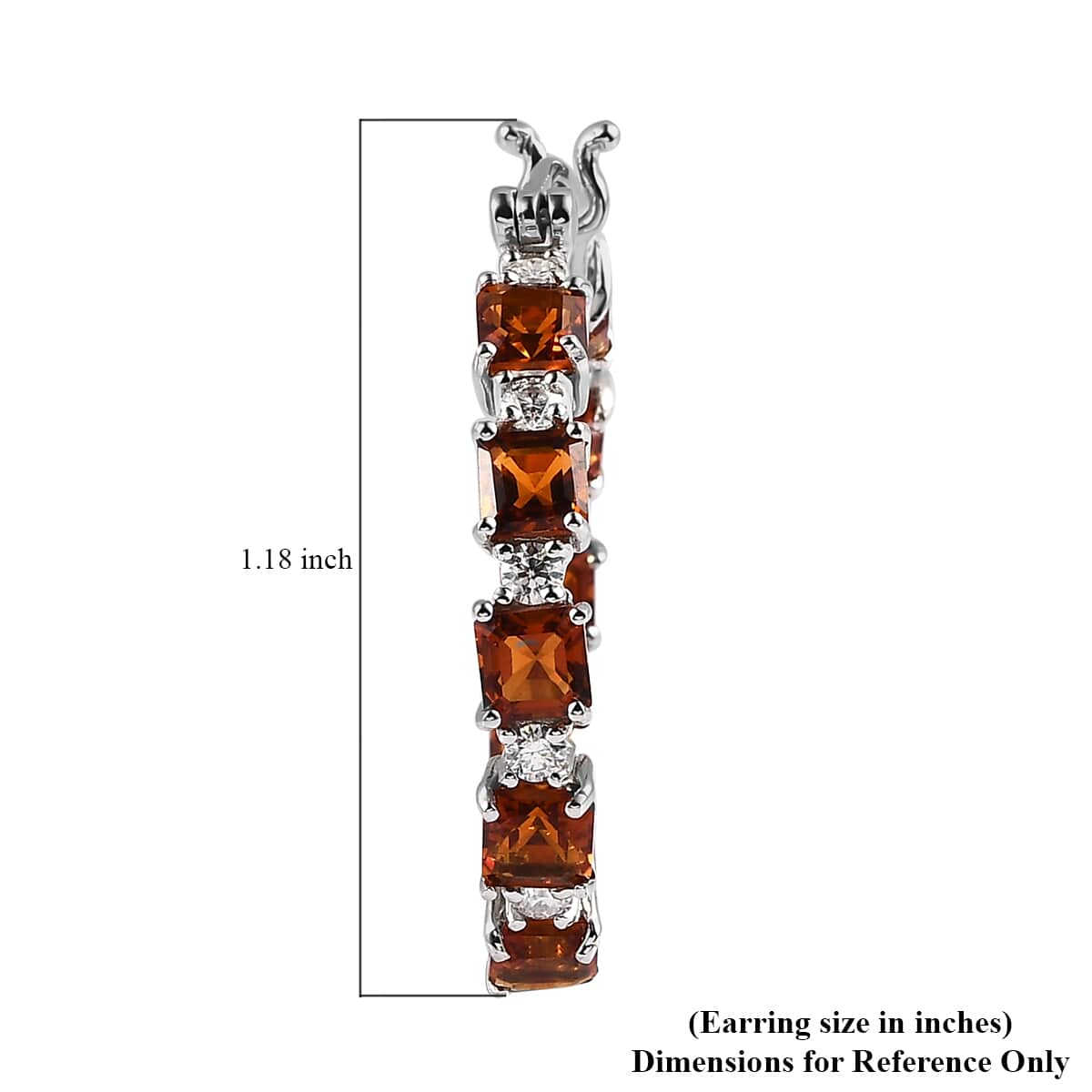 Asscher Cut Brazilian Cherry Citrine and Moissanite Inside Out Hoop Earrings in Platinum Over Sterling Silver 7.25 ctw image number 4