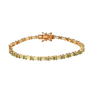 Arizona Peridot and Moissanite Tennis Bracelet in Vermeil YG Over Sterling Silver (7.25 In) 6.00 ctw