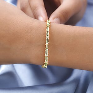 Arizona Peridot and Moissanite Tennis Bracelet in Vermeil YG Over Sterling Silver (7.25 In) 6.00 ctw