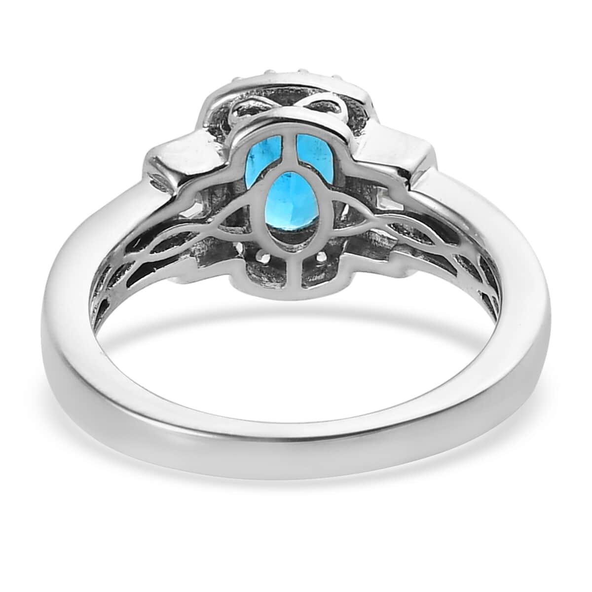 Malgache Neon Apatite and Natural White Zircon Ring in Platinum Over Sterling Silver (Size 7.0) 1.20 ctw image number 4