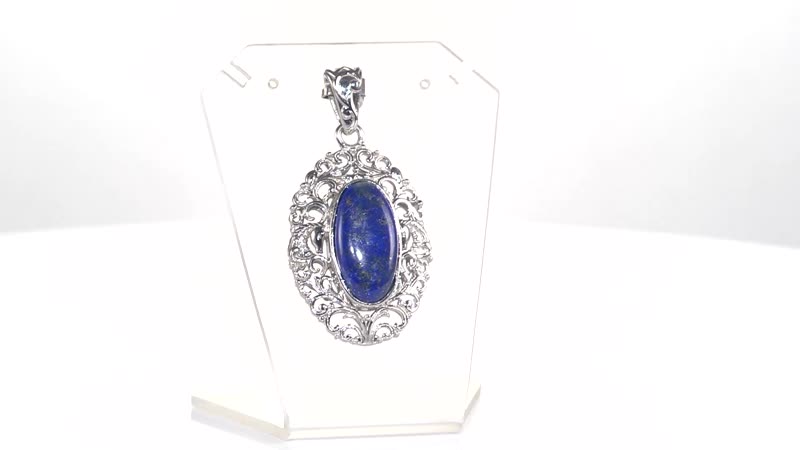 Lapis Lazuli Solitaire Pendant in Platinum Over Copper with Magnet 9.90 ctw