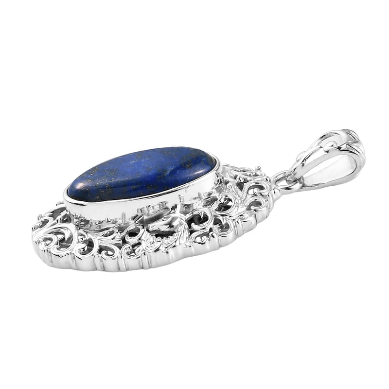 Lapis Lazuli Solitaire Pendant in Platinum Over Copper with Magnet 9.90 ctw