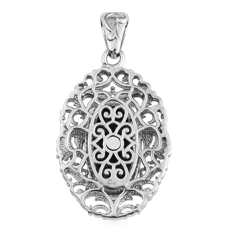 Lapis Lazuli Solitaire Pendant in Platinum Over Copper with Magnet 9.90 ctw