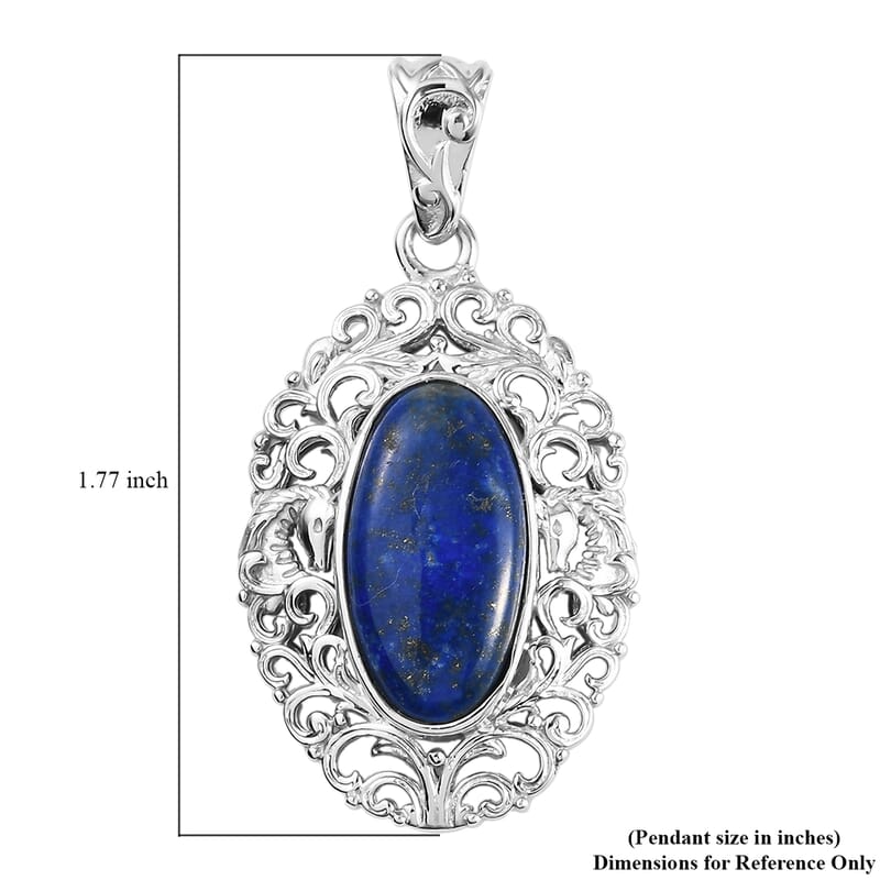 Lapis Lazuli Solitaire Pendant in Platinum Over Copper with Magnet 9.90 ctw