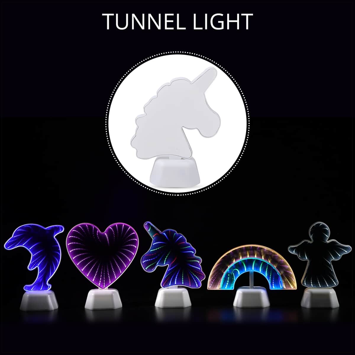 Unicorn Inspired LED Tunnel Light (5.71"x7.48") (3xAA Battery Not Included) image number 1