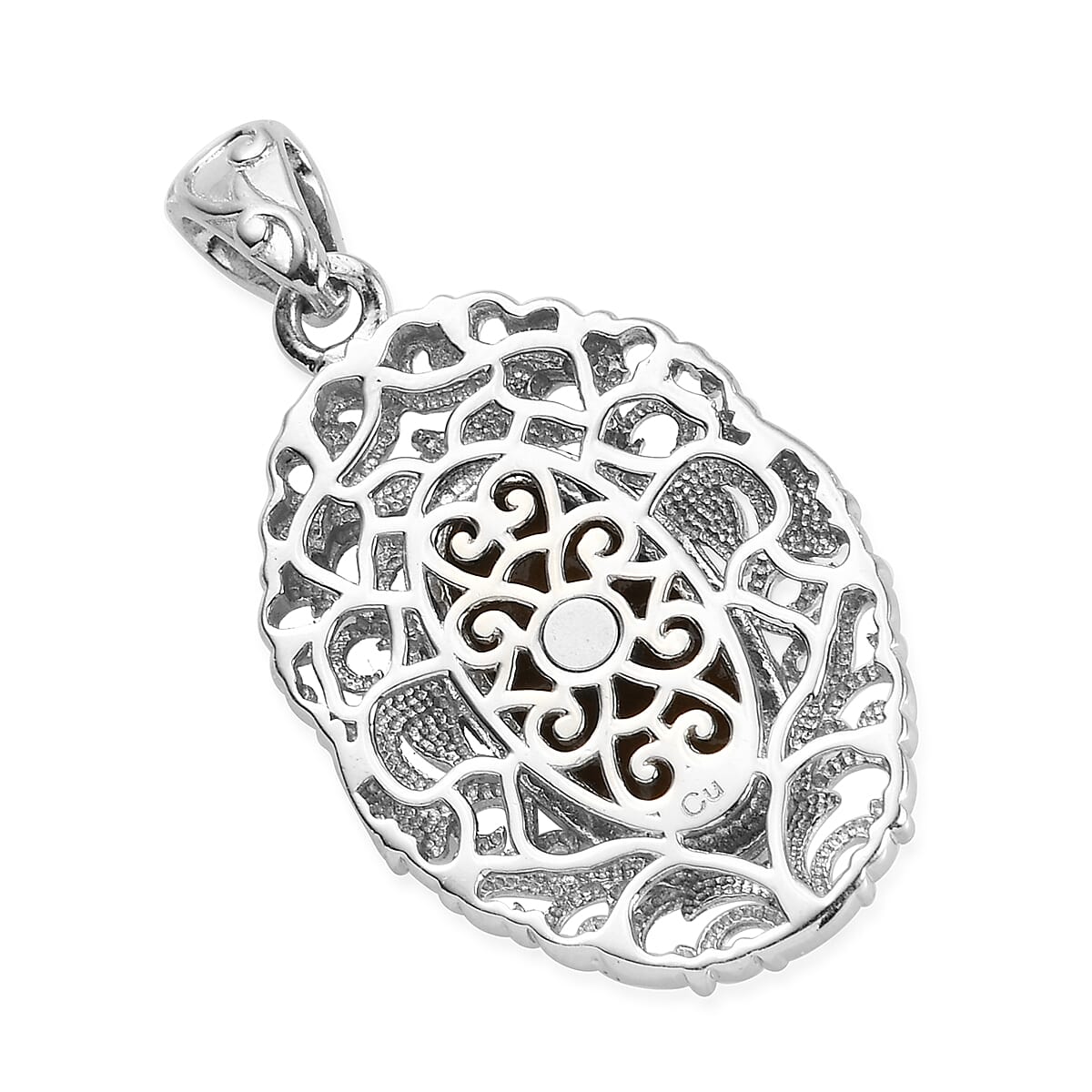 Tiger's Eye Solitaire Pendant without Chain in Platinum Over Copper with Magnet 9.80 ctw