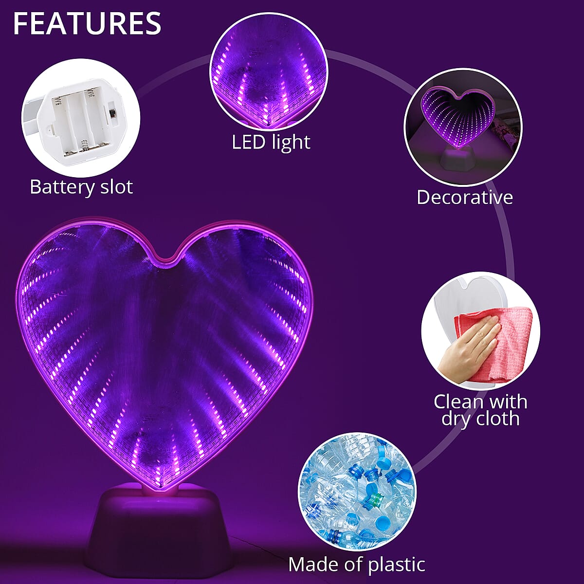 White Heart Inspired LED Tunnel Light (3xAA Battery Not Included) image number 2