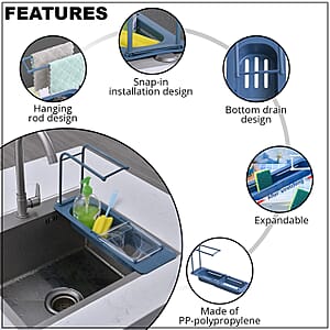 Set of 2 Blue Extensible Sink Storage Rack