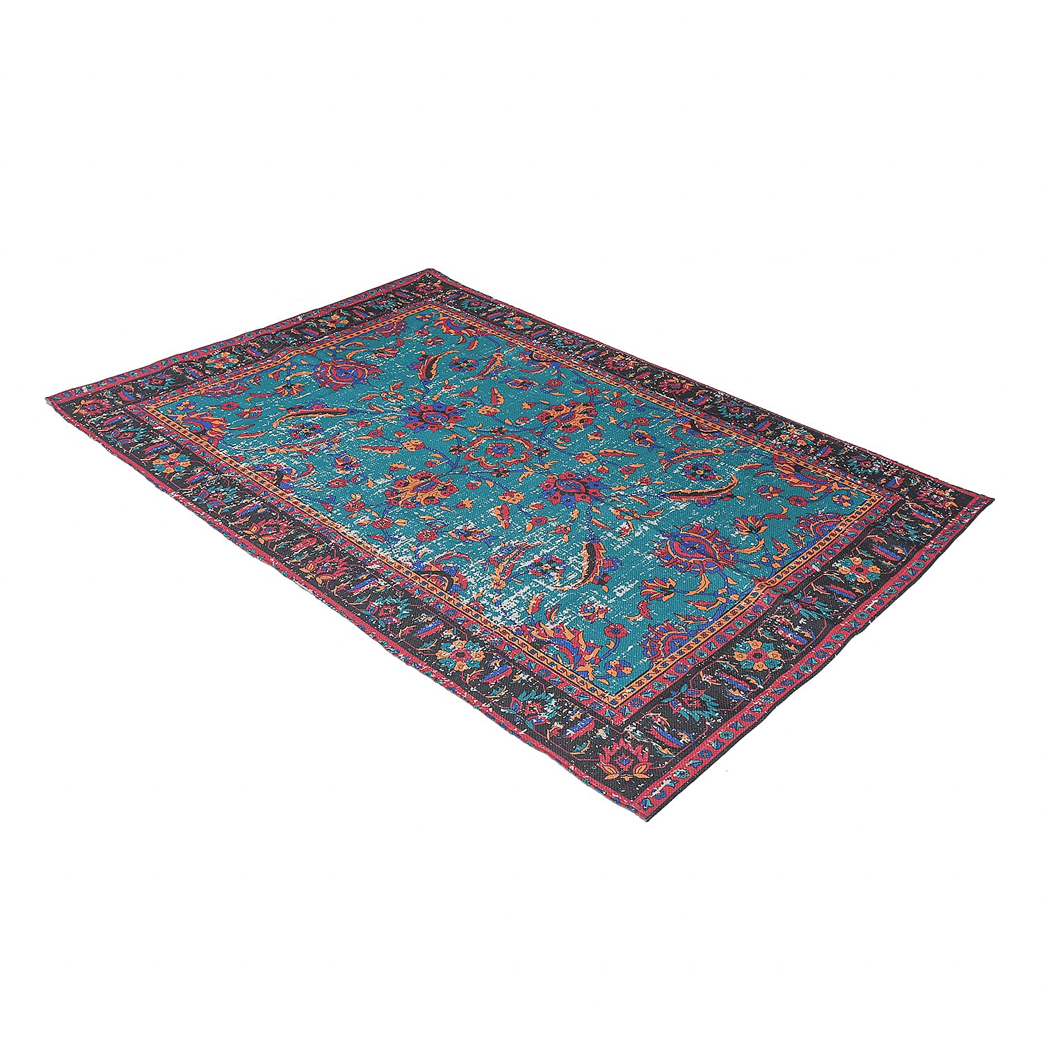 Homesmart Blue PET Handwoven Digital Printed Rug (6.1 lbs)