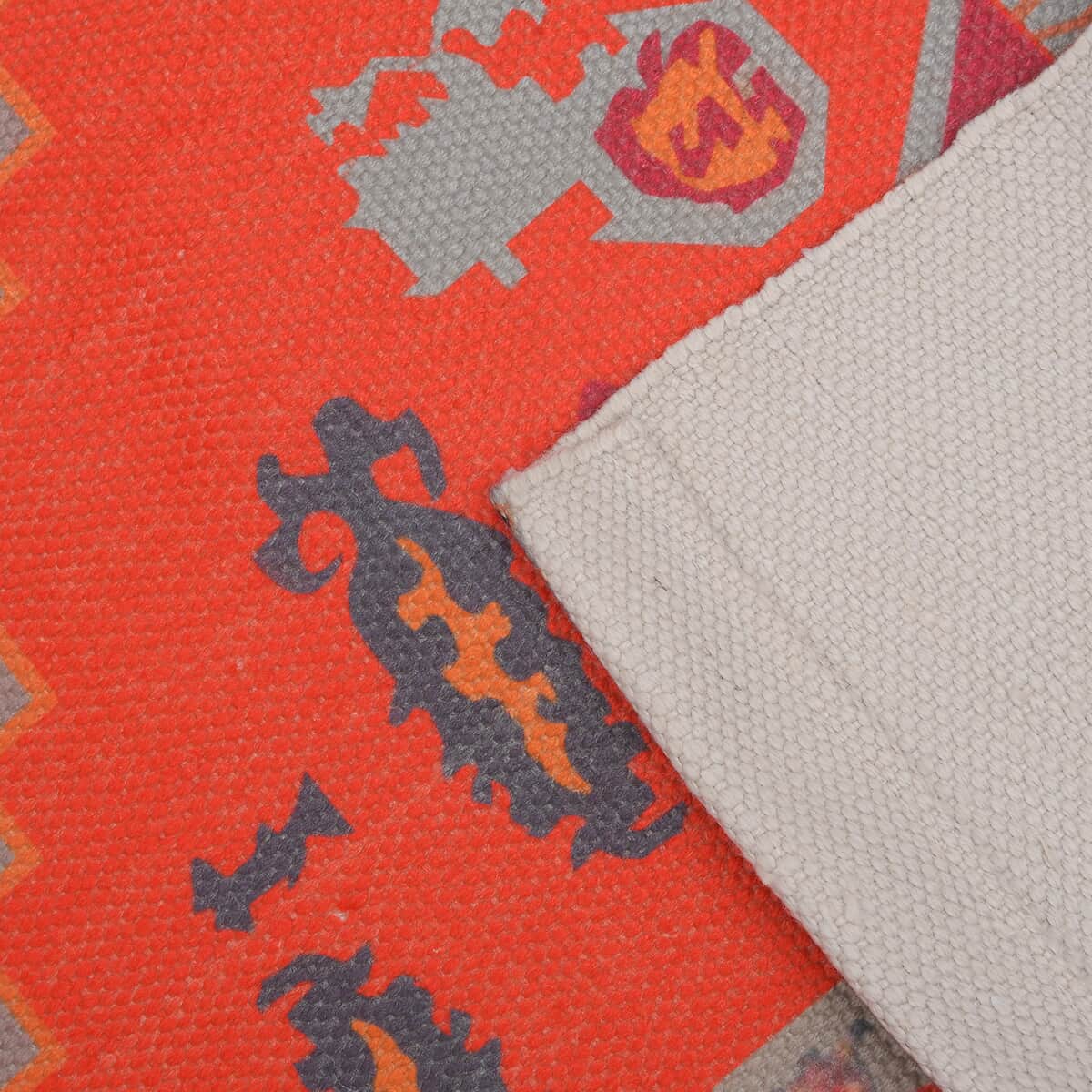 Homesmart Orange PET Handwoven Digital Printed Rug (6.1 lbs) image number 5