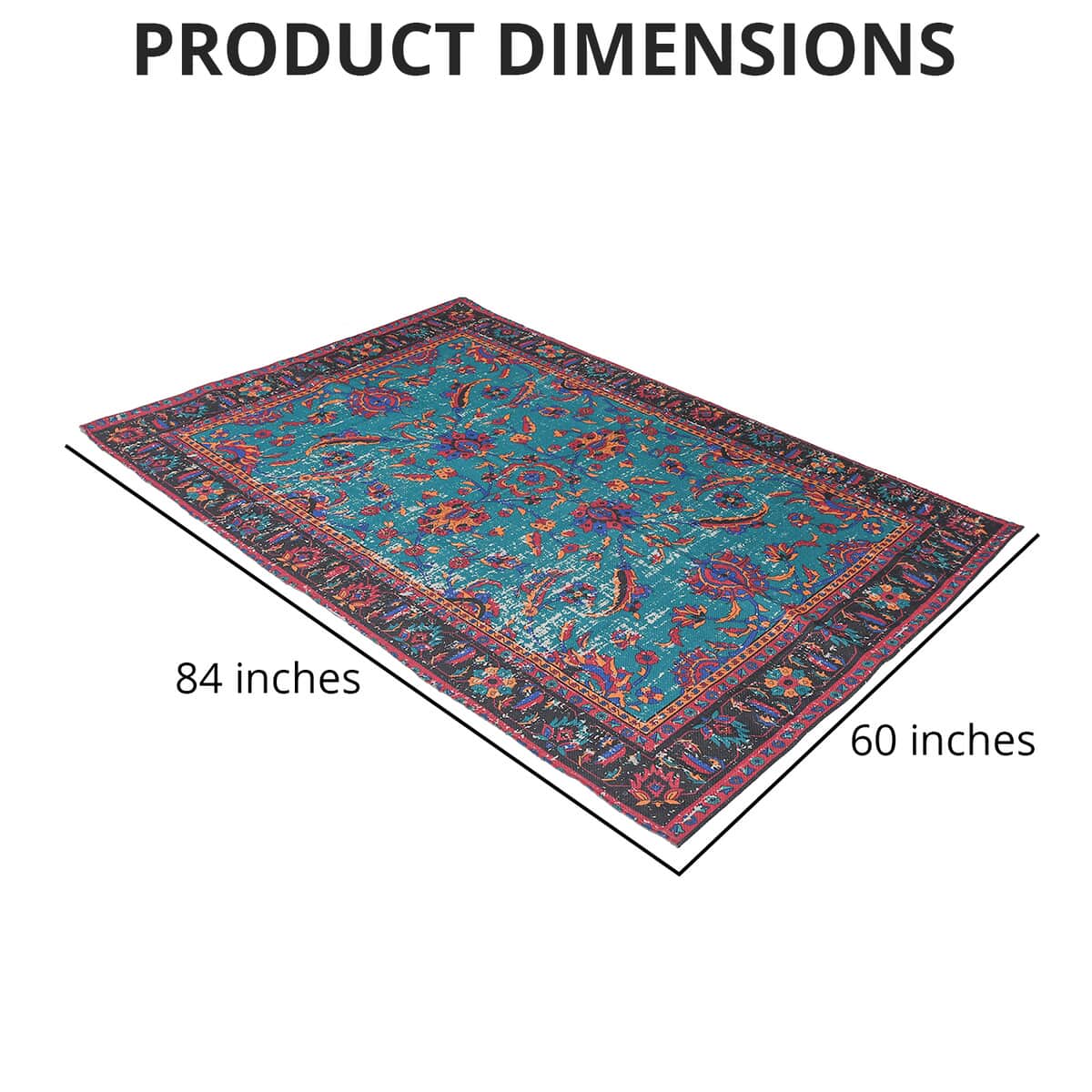 Homesmart Blue Color Handwoven Digital Printed Rug Made from Recycled Plastic Bottles image number 3
