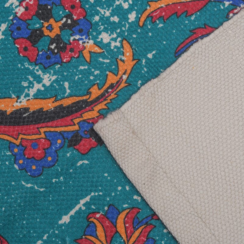 Homesmart Blue Color Handwoven Digital Printed Rug Made from Recycled Plastic Bottles