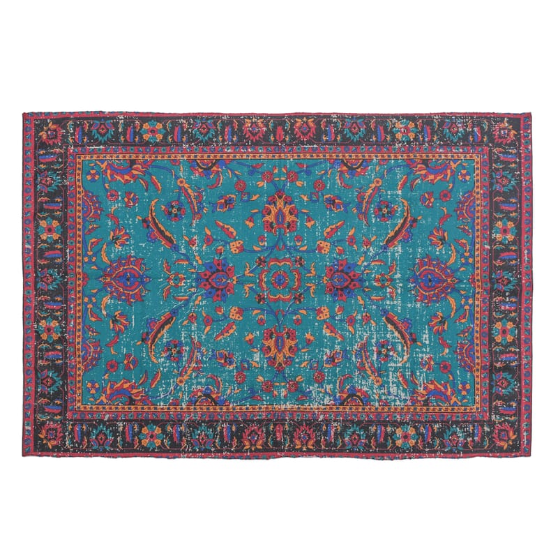 Homesmart Blue Color Handwoven Digital Printed Rug Made from Recycled Plastic Bottles