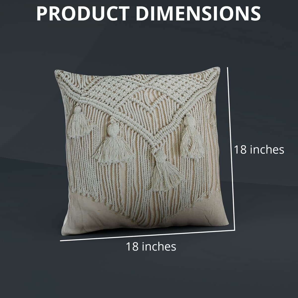 Homesmart Set of 2 Cream Macrame Cotton Cushion Covers , Pillow Protectors , Pillow Cover , Pillow Shams , Pillow Case Covers image number 3