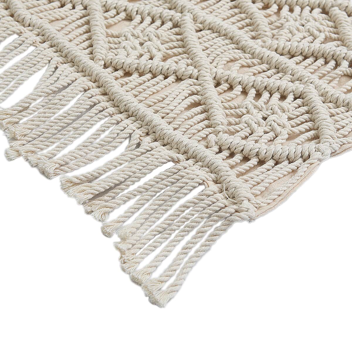 HOMESMART Set of 2 Cream Cotton Macrame Cushion Covers image number 5