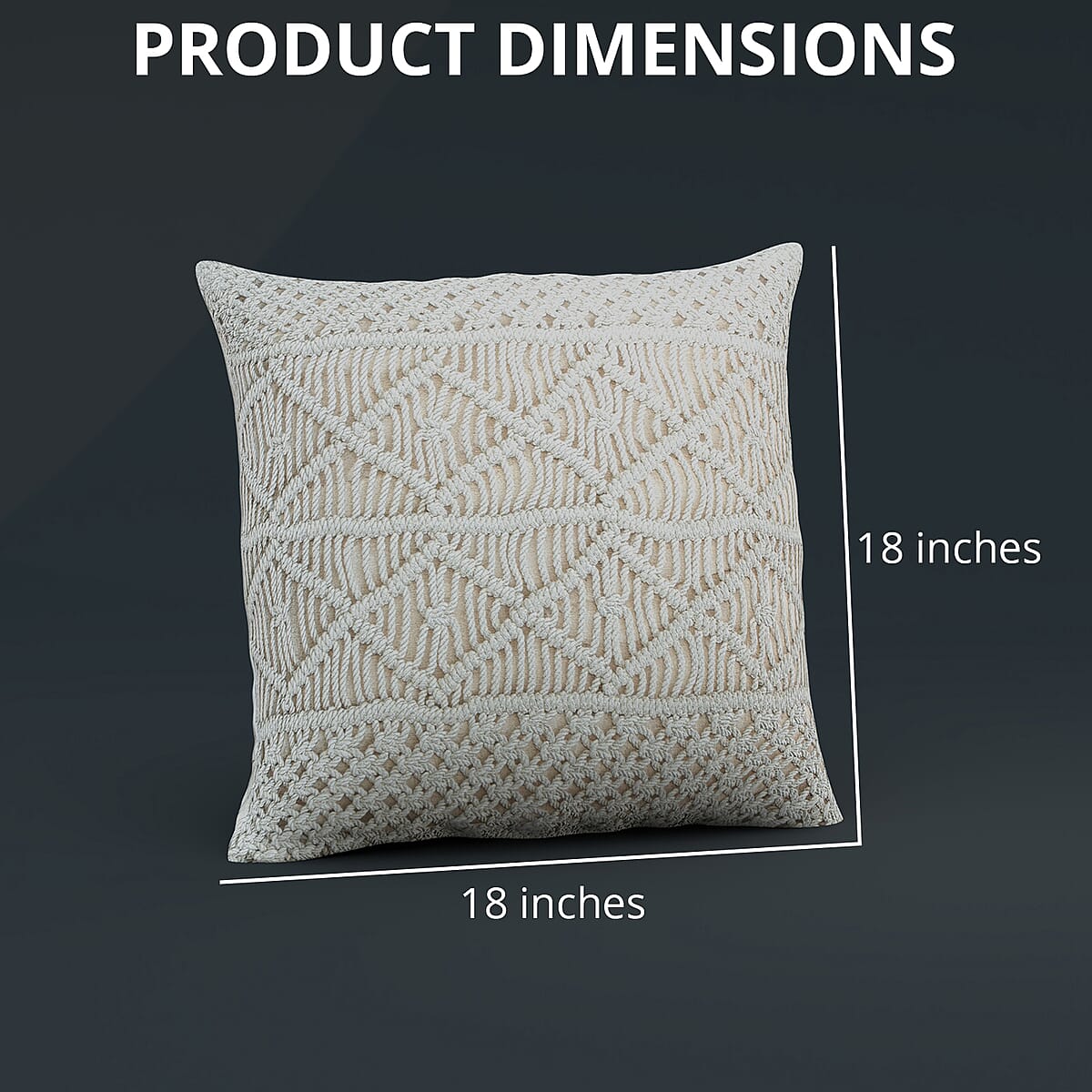 Homesmart Set of 2 Off White Macrame Cotton Cushion Covers , Pillow Protectors , Pillow Cover , Pillow Shams , Pillow Case Covers image number 2