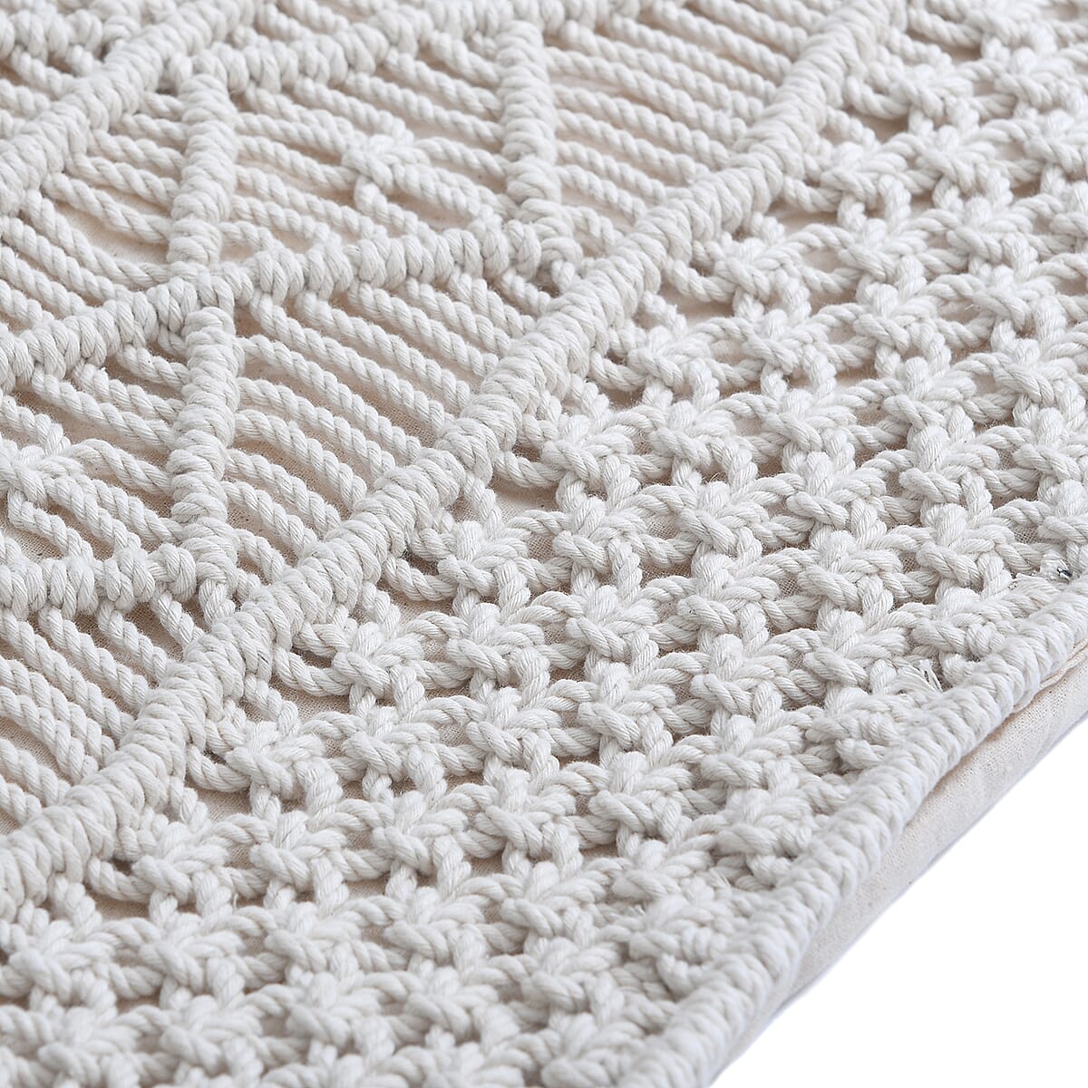 Homesmart Set of 2 Off White Macrame Cotton Cushion Covers , Pillow Protectors , Pillow Cover , Pillow Shams , Pillow Case Covers image number 5