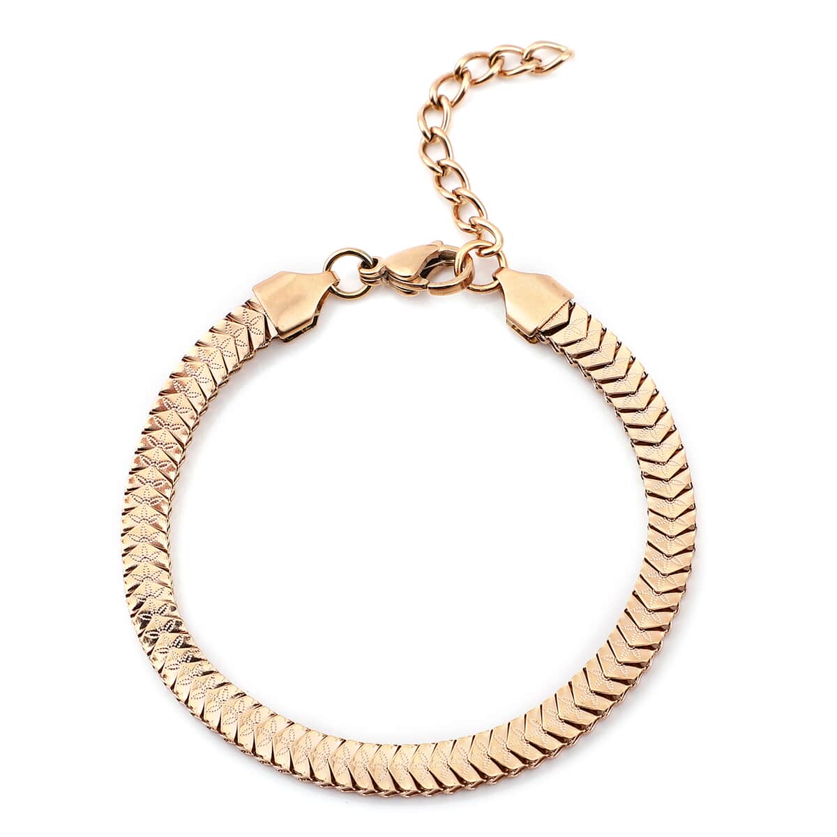 Herringbone Chain Bracelet in ION Plated Rose Gold Stainless Steel (7.5-9.0In) image number 0