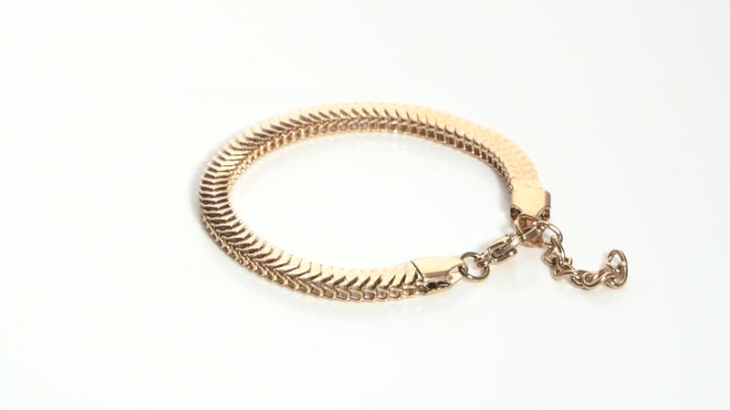 Herringbone Chain Bracelet in ION Plated Rose Gold Stainless Steel (7.5-9.0In)