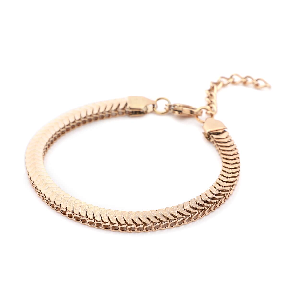 Herringbone Chain Bracelet in ION Plated Rose Gold Stainless Steel (7.5-9.0In) image number 2