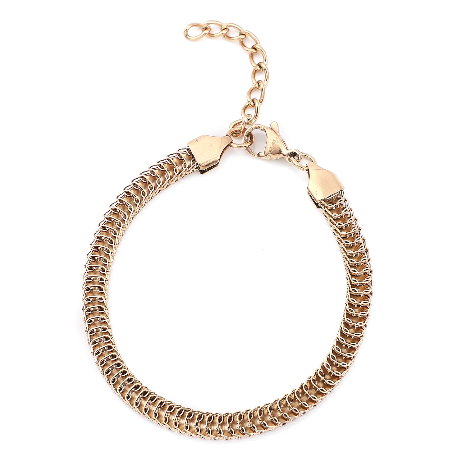 Herringbone Chain Bracelet in ION Plated Rose Gold Stainless Steel (7.5-9.0In)