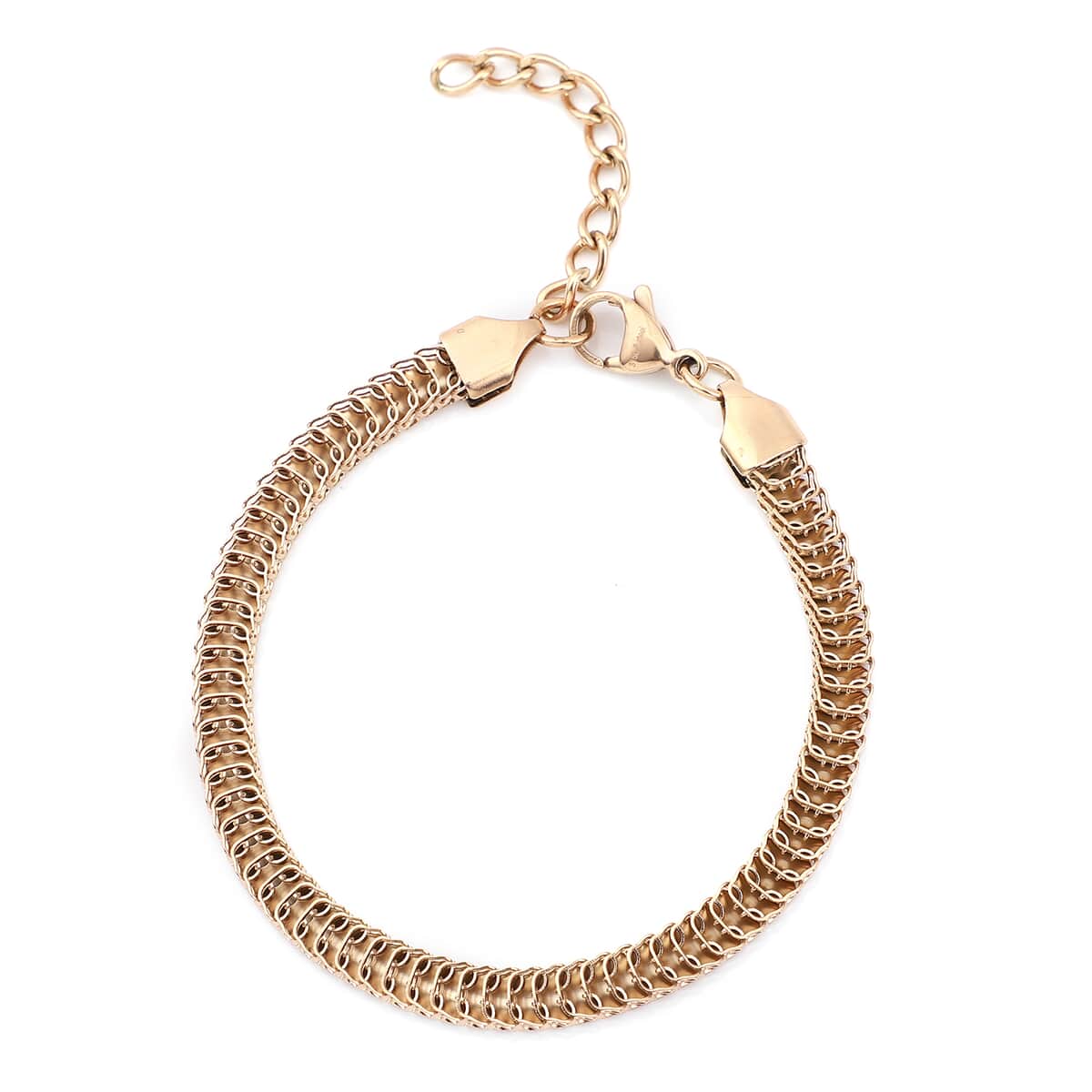 Herringbone Chain Bracelet in ION Plated Rose Gold Stainless Steel (7.5-9.0In) image number 3