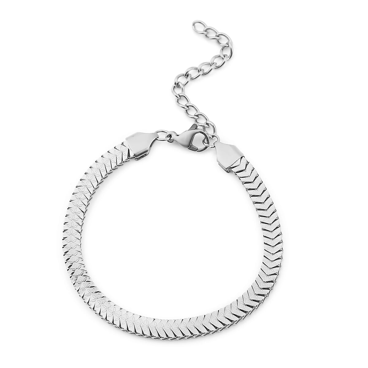 Herringbone Chain Bracelet in Stainless Steel (7.5-9.0In) image number 0