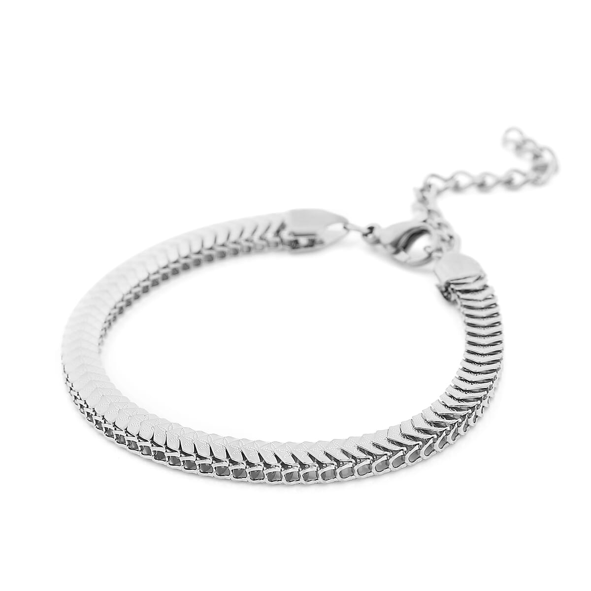 Herringbone Chain Bracelet in Stainless Steel (7.5-9.0In) image number 2