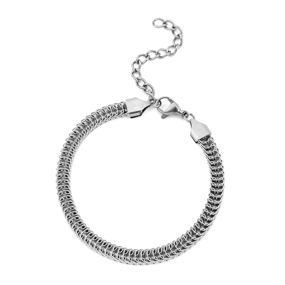 Herringbone Chain Bracelet in Stainless Steel (7.5-9.0In) image number 3