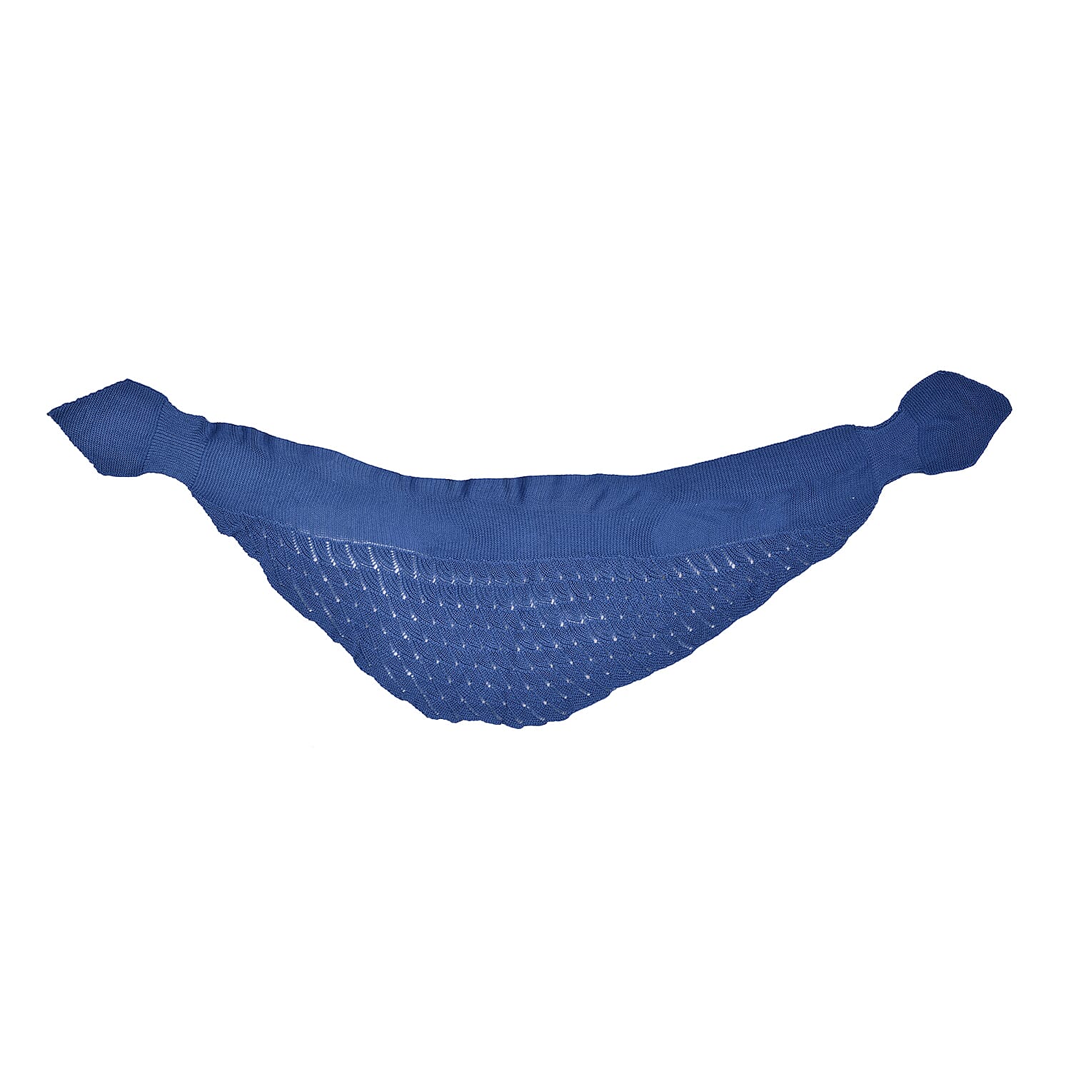 Navy Faux Wool Knitted Poncho with Keyhole (Polyester)